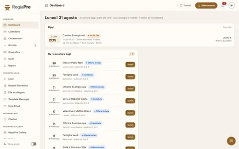 Il cruscotto di RegiaPro