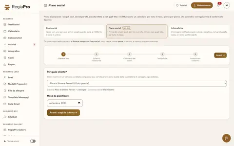 Il piano dei social dentro RegiaPro